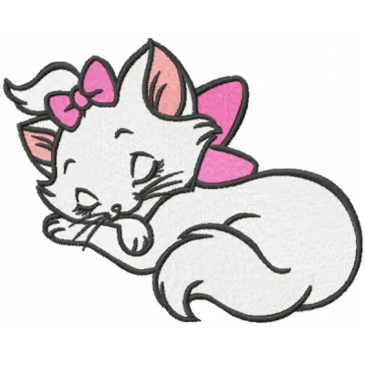 Sleeping Marie embroidery design featuring the charming cat from Aristocats, ideal for various stitching projects.