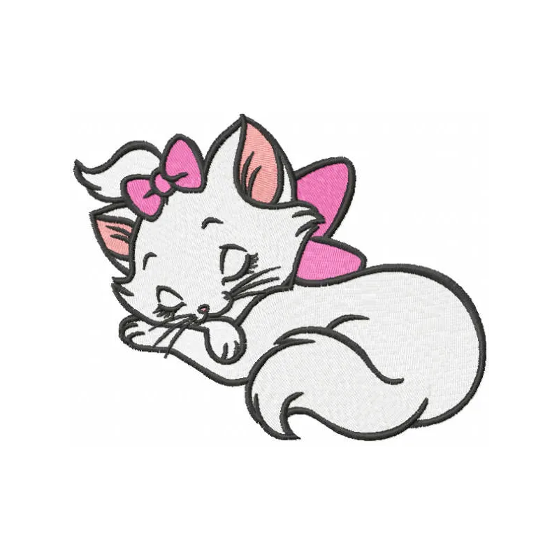 Sleeping Marie embroidery design featuring the charming cat from Aristocats, ideal for various stitching projects.