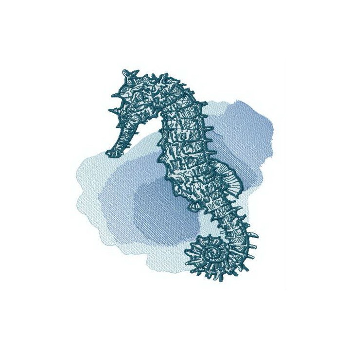 Seahorse at sea depth embroidery design - Embroidery Design
