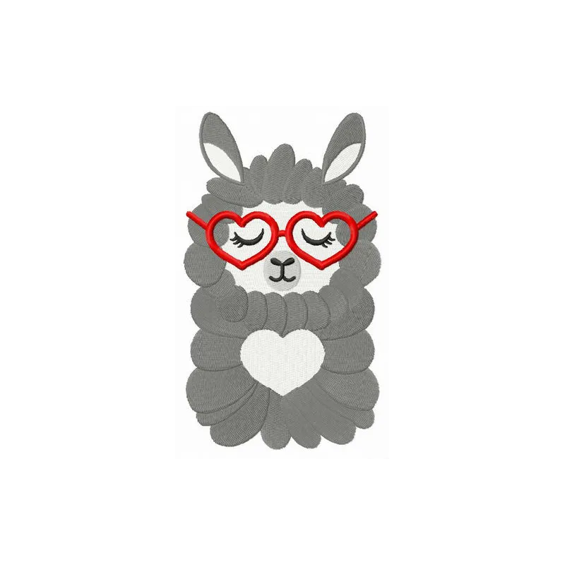 Lovely llama embroidery design showcasing a whimsical farm animal motif for creative stitching projects.