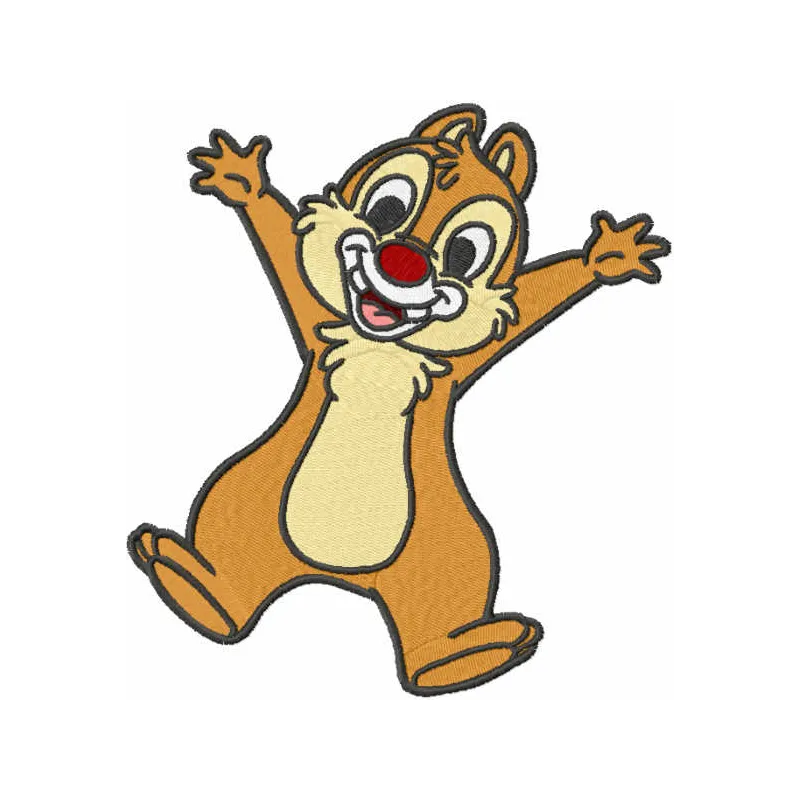 Happy Dale embroidery design featuring cheerful Chip and Dale motifs, perfect for embellishing t-shirts and tote bags.