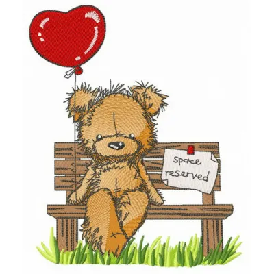 Preview of the Space Reserved embroidery design featuring a charming teddy bear motif, ideal for various stitching projects.