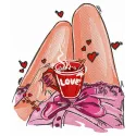 Love coffee cup embroidery design featuring a charming cup with heart motifs, ideal for stitching on tote bags or t-shirts.