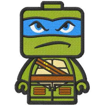 Charming Leo chibi embroidery design from Teenage Mutant Ninja Turtles, showcasing playful and vibrant stitched motifs.
