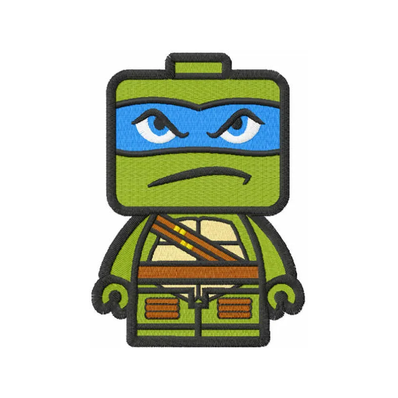Charming Leo chibi embroidery design from Teenage Mutant Ninja Turtles, showcasing playful and vibrant stitched motifs.
