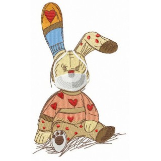 Bunny toy with face mask embroidery design - Embroidery Design