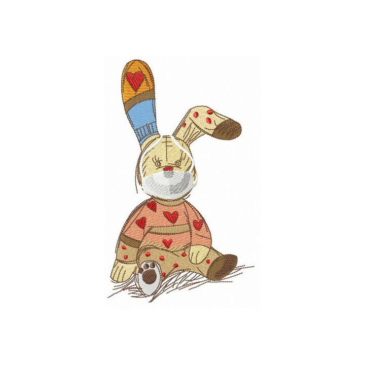Bunny toy with face mask embroidery design - Embroidery Design