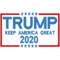 Embroidery design featuring 'Trump Keep America Great 2020' for patriotic stitching projects.