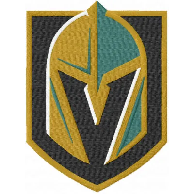 Preview of the Vegas Golden Knights logo embroidery design, showcasing intricate stitching for hockey enthusiasts.