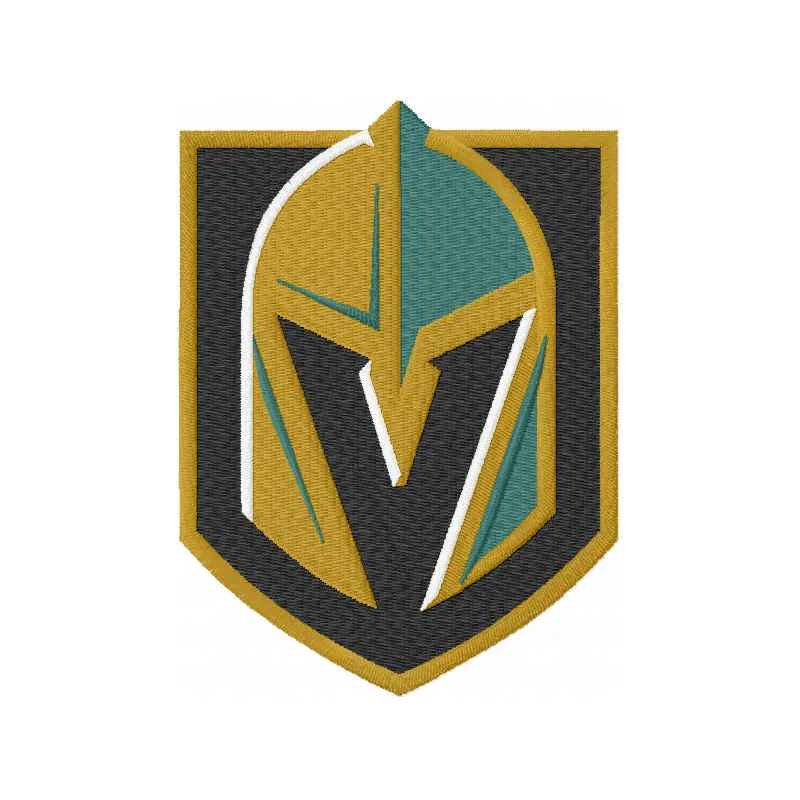 Preview of the Vegas Golden Knights logo embroidery design, showcasing intricate stitching for hockey enthusiasts.