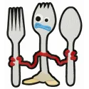 Embroidery design featuring Forky and friends from Toy Story, perfect for stitching on t-shirts or tote bags.