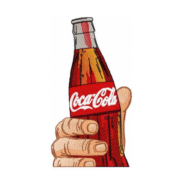 Coca cola bottle in hand embroidery design - Embroidery Design