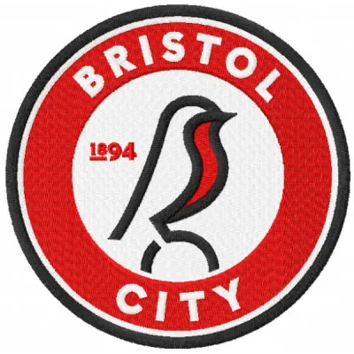 Bristol City logo embroidery design showcasing intricate stitching patterns for football enthusiasts.