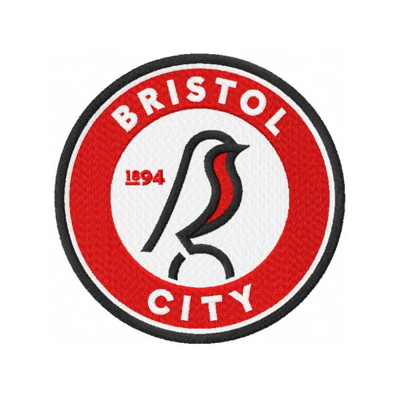 Bristol City logo embroidery design showcasing intricate stitching patterns for football enthusiasts.