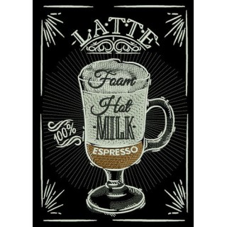 Latte recipe embroidery design - Embroidery Design