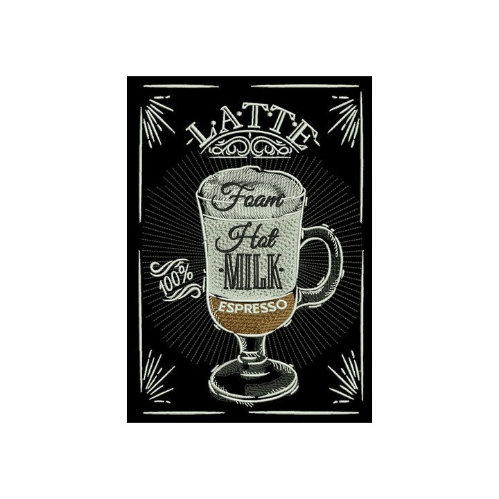Latte recipe embroidery design - Embroidery Design