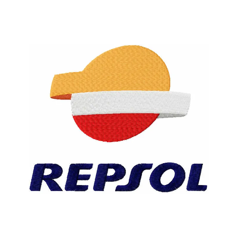 Repsol embroidery design showcasing a vibrant stitched motif ideal for auto and moto enthusiasts.