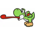 Preview of the Playing Yoshi embroidery design featuring the beloved character from Super Mario, perfect for fun projects.