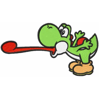 Preview of the Playing Yoshi embroidery design featuring the beloved character from Super Mario, perfect for fun projects.