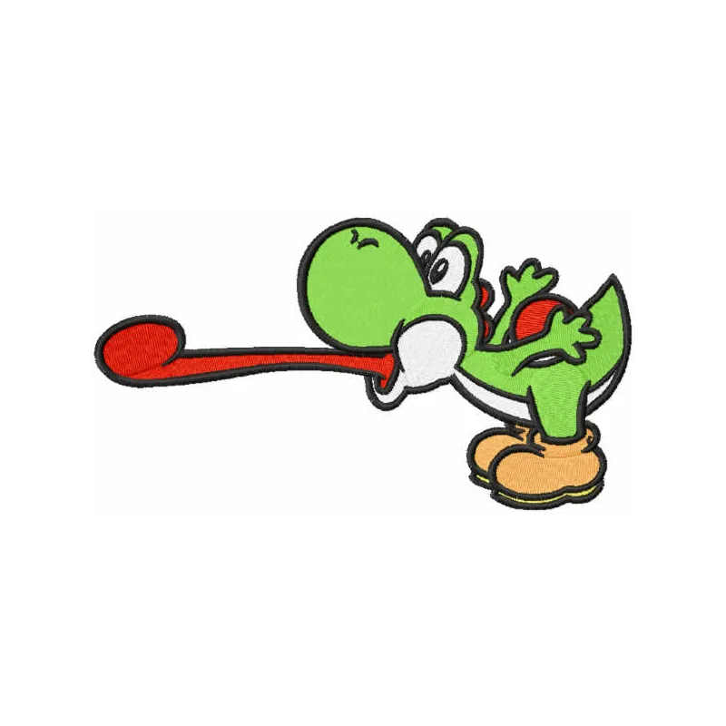 Preview of the Playing Yoshi embroidery design featuring the beloved character from Super Mario, perfect for fun projects.
