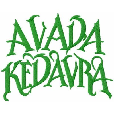 Avada Kedavra embroidery design featuring a magical theme, perfect for stitching on t-shirts or hoodies.