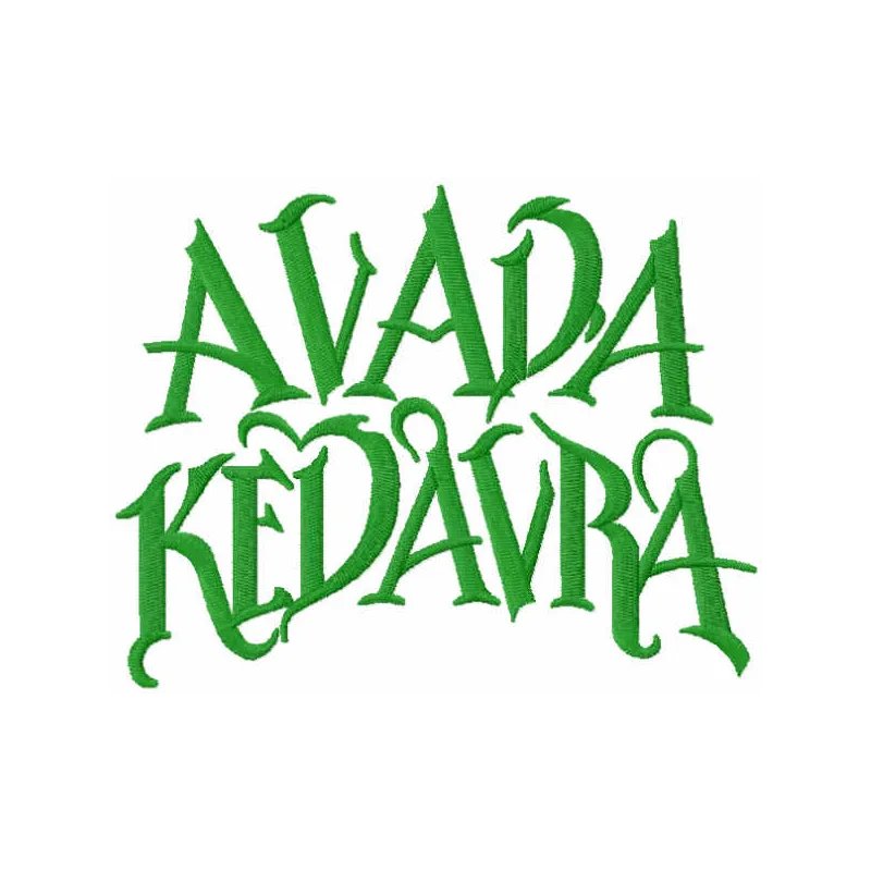 Avada Kedavra embroidery design featuring a magical theme, perfect for stitching on t-shirts or hoodies.