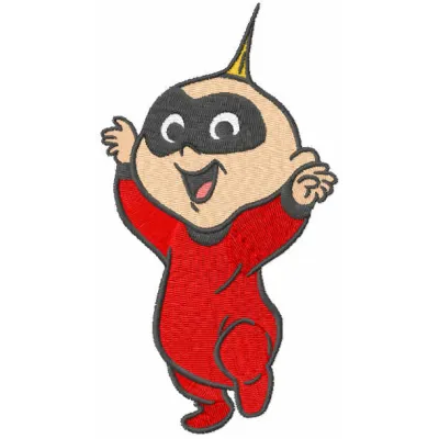 Baby Jack Jack embroidery design from The Incredibles, showcasing a fun and playful stitched motif for baby items.