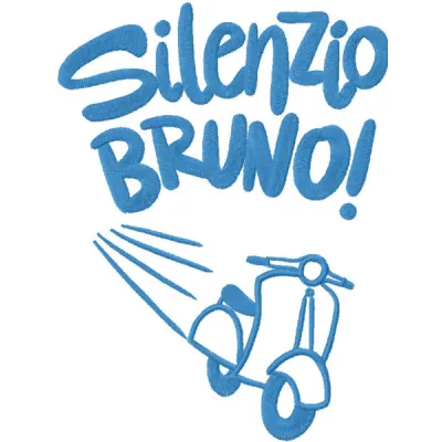 Preview of Silenzio Bruno embroidery design from the Luca collection, showcasing a whimsical stitched motif.