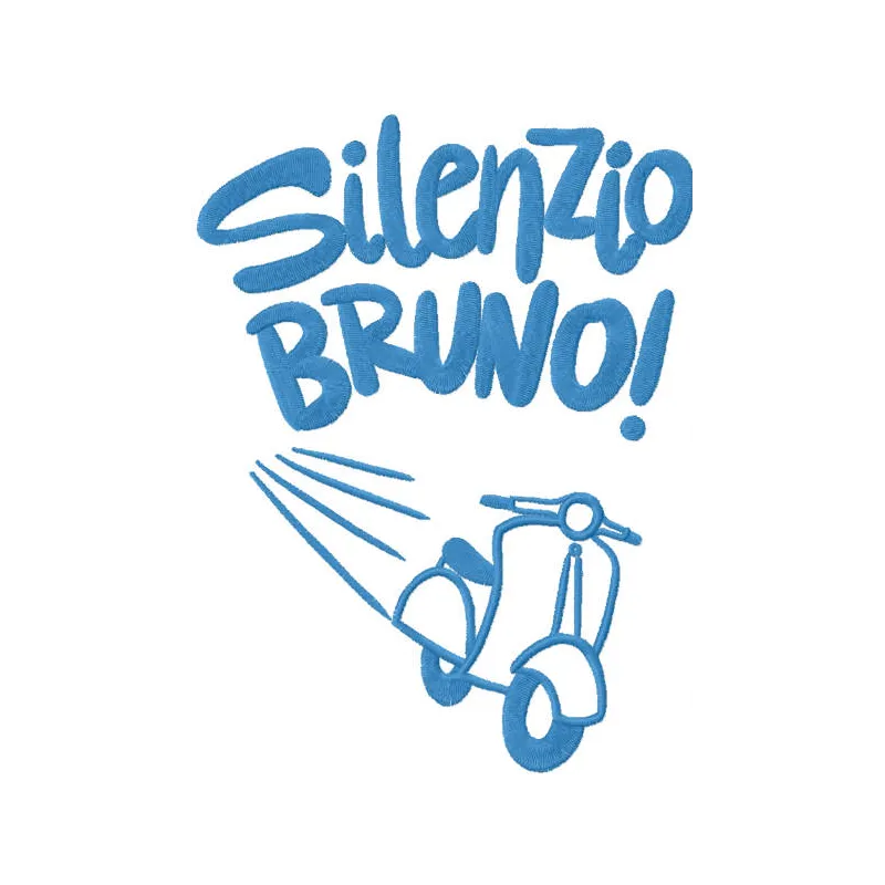 Preview of Silenzio Bruno embroidery design from the Luca collection, showcasing a whimsical stitched motif.