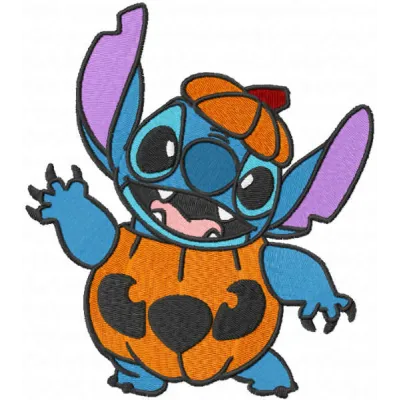 Halloween Stitch embroidery design featuring a playful, spooky theme inspired by Lilo and Stitch characters.