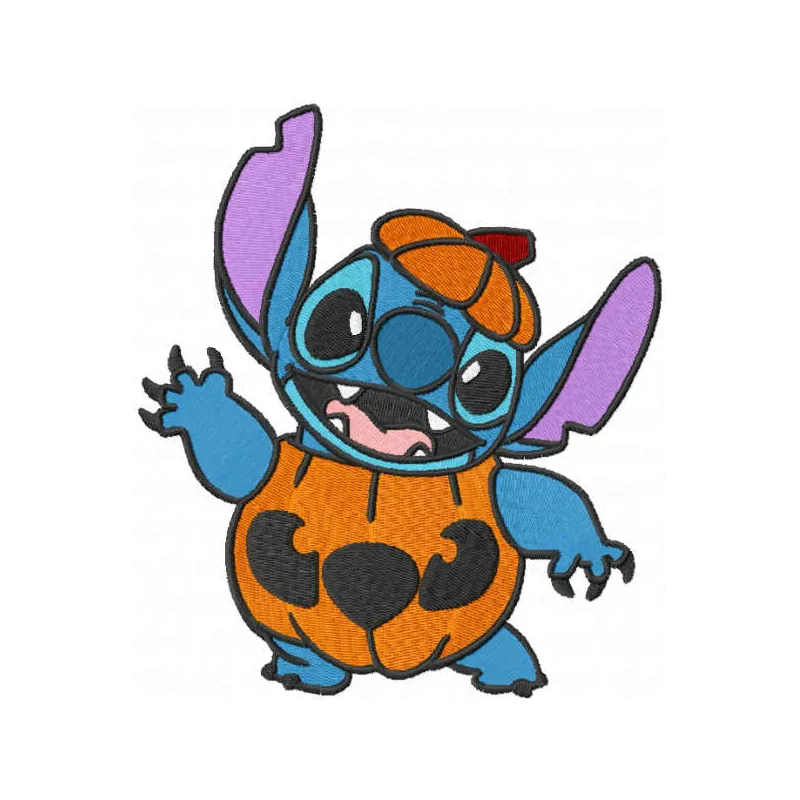 Halloween Stitch embroidery design featuring a playful, spooky theme inspired by Lilo and Stitch characters.