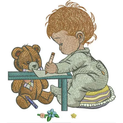 Preview of the First Drawing embroidery design featuring a charming baby motif for delightful stitching projects.