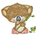 Koala and birdie embroidery design showcasing a charming Australian animals theme for creative stitching projects.