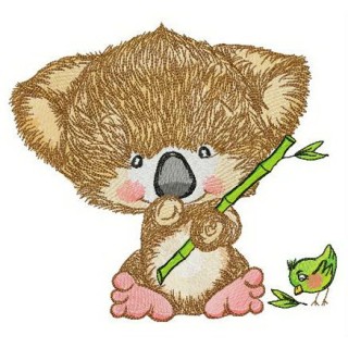 Koala and birdie embroidery design - Embroidery Design