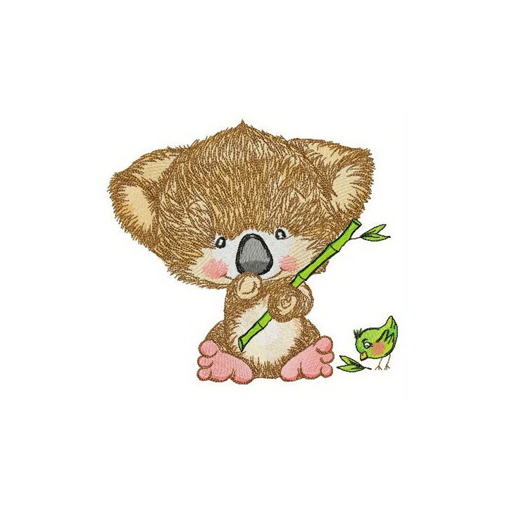 Koala and birdie embroidery design - Embroidery Design