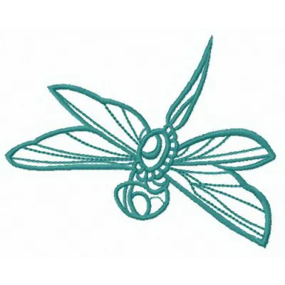 Flying dragonfly embroidery design showcasing intricate stitching patterns for nature-themed projects.