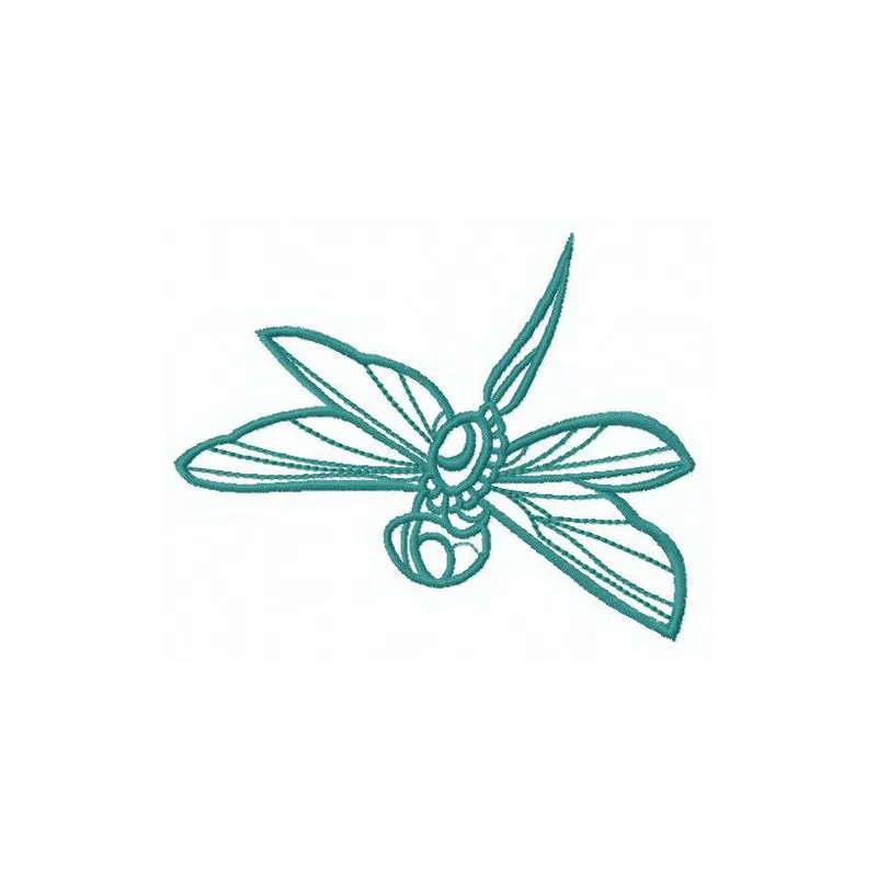 Flying dragonfly embroidery design showcasing intricate stitching patterns for nature-themed projects.