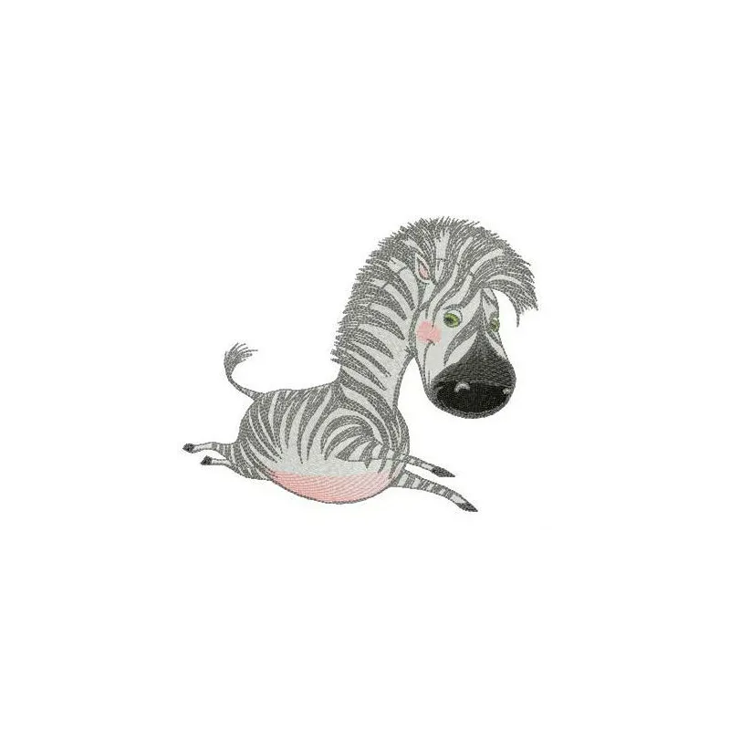 Happy baby zebra embroidery design showcasing a playful zebra motif, ideal for baby onesies and fun stitching projects.