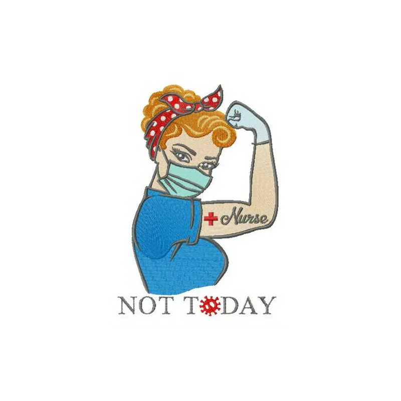 Preview of the 'Not Today' embroidery design featuring a playful text motif, ideal for women's apparel and accessories.