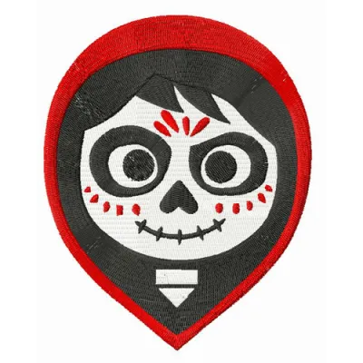 Miguel Rivera embroidery design inspired by Coco, showcasing intricate stitching patterns and vibrant details.