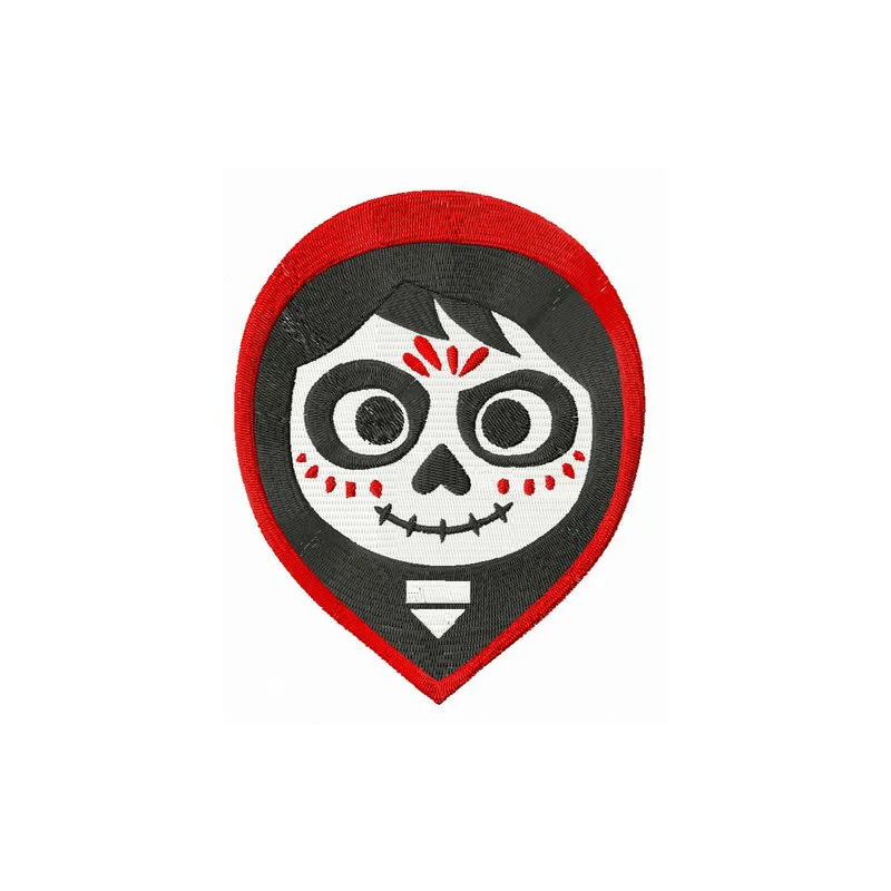 Miguel Rivera embroidery design inspired by Coco, showcasing intricate stitching patterns and vibrant details.