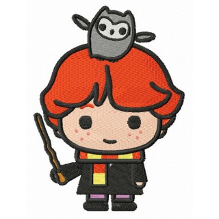 Ron Weasley with Pigwidgeon embroidery design - Embroidery Design