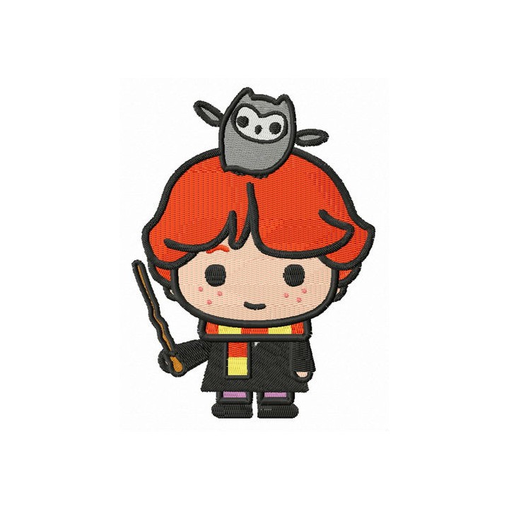Ron Weasley with Pigwidgeon embroidery design - Embroidery Design