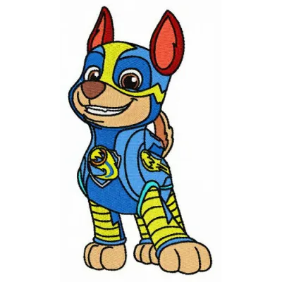 Space Chase embroidery design featuring Paw Patrol characters, perfect for stitching on t-shirts and baby onesies.
