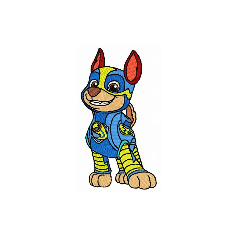 Space Chase embroidery design featuring Paw Patrol characters, perfect for stitching on t-shirts and baby onesies.