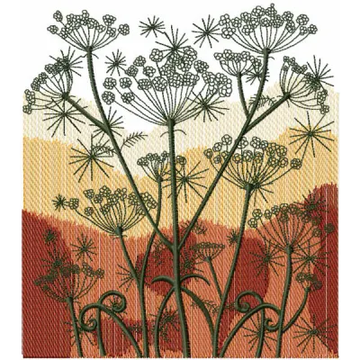 Autumn field embroidery design showcasing vibrant leaves and seasonal motifs, perfect for fall-themed projects.