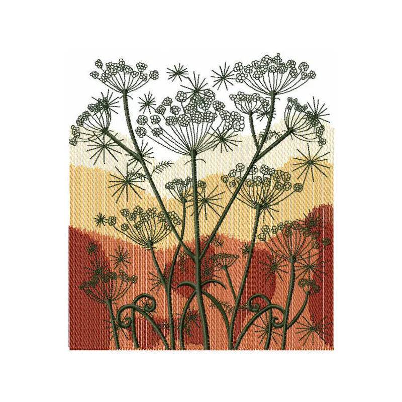 Autumn field embroidery design showcasing vibrant leaves and seasonal motifs, perfect for fall-themed projects.