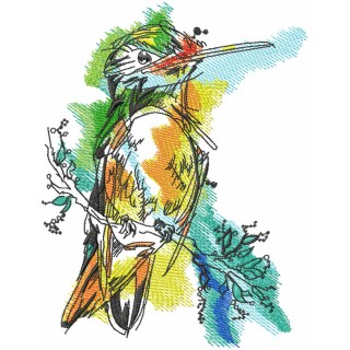 Robin watercolor drawing embroidery design - Embroidery Design