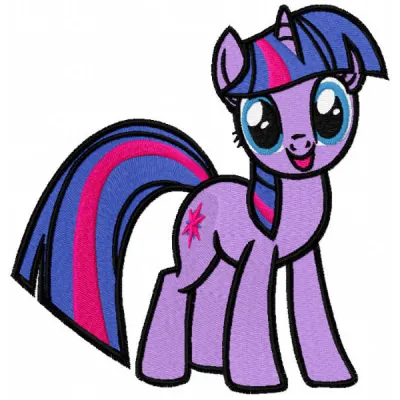 Twilight Sparkle embroidery design featuring a vibrant and whimsical My Little Pony character for stitching.