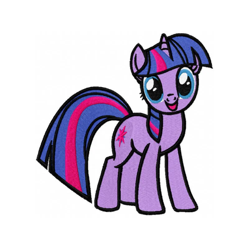 Twilight Sparkle embroidery design featuring a vibrant and whimsical My Little Pony character for stitching.